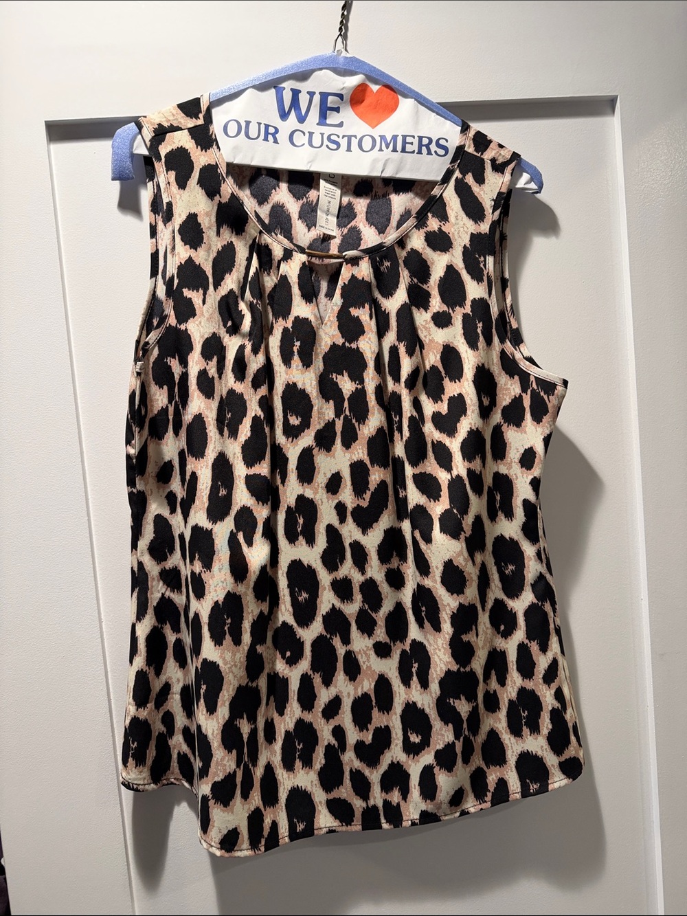 Women's Leopard Print Sleeveless Top - Black & Cream size medium worn once